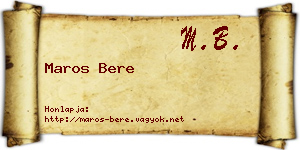 Maros Bere névjegykártya